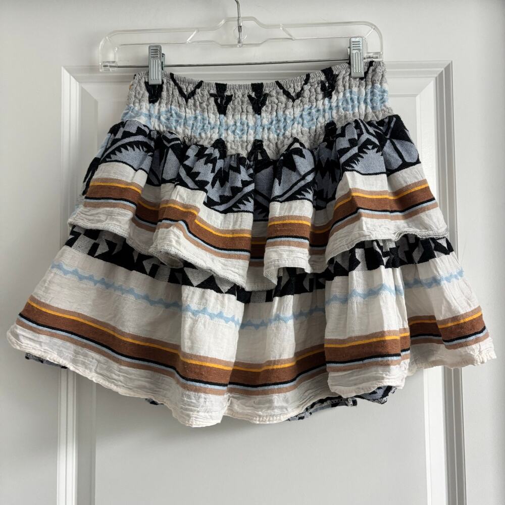 Sofia Women’s Rochelle Made‎ In Italy Ruffled Tiered Mini Skirt Small Smocked